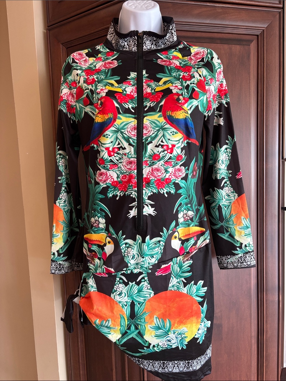 CBR Tropical Long Sleeve Rashguard Swim Dress